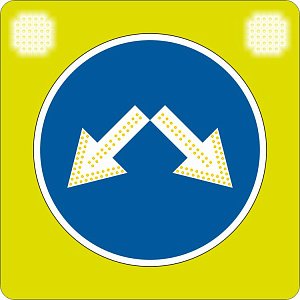 4.2.3 Светодиодный дорожный знак на желтом щите 900x900 с 2 проблесковыми маячками