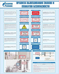 Стенд Правила вывешивания знаков и плакатов безопасности, плакат, логотип, голубой фон. (800х1 000; Пластик ПВХ 4 мм; Алюминиевый профиль)